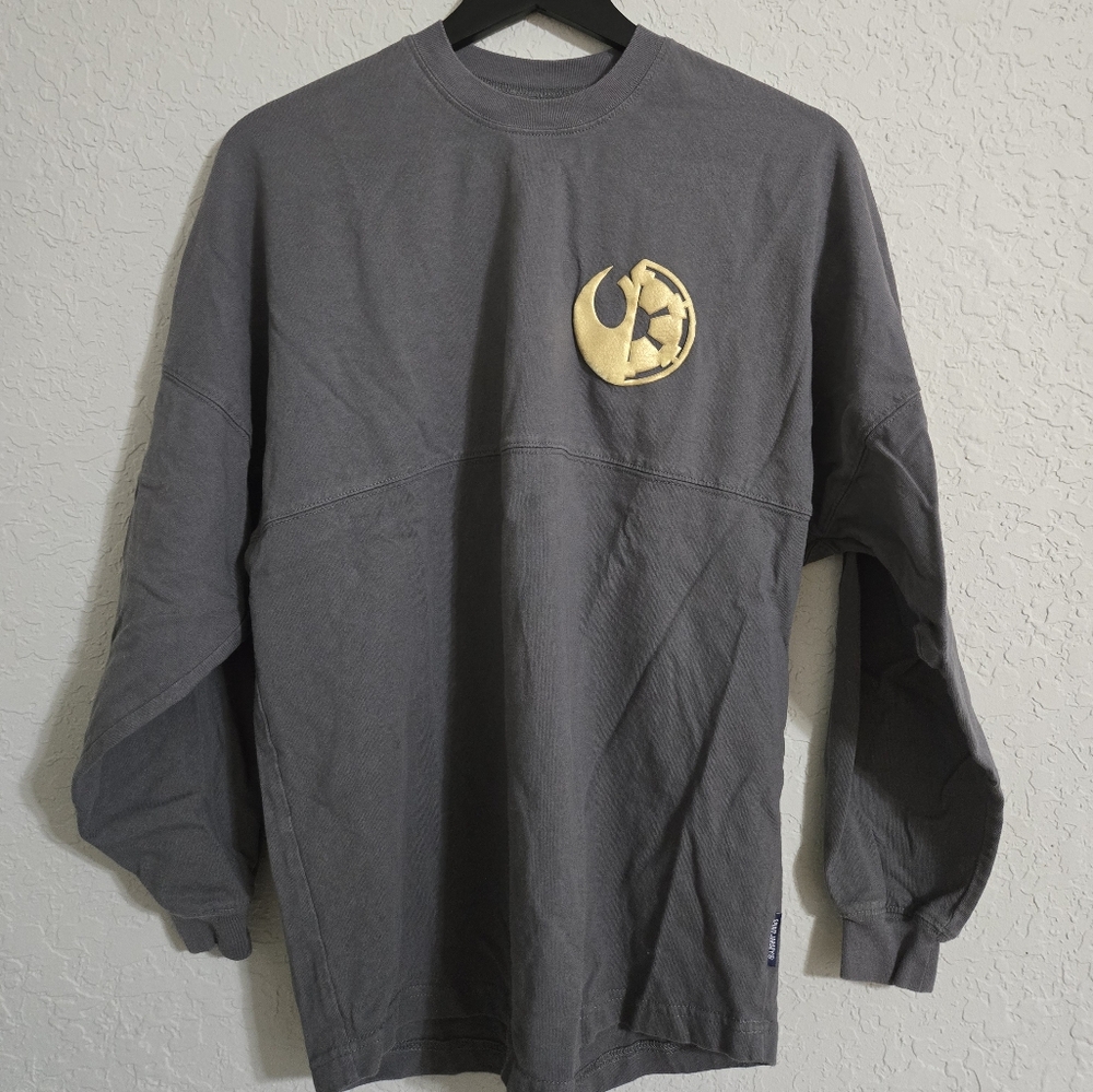 Gray Long Sleeve Shirt with Gold Emblem